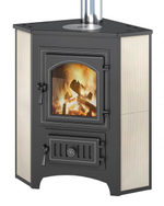 Печь-Камин ВЕЗУВИЙ ПК-01 (220) угловой беж. с конфоркой 9 кВт (150 м3) Ø 115 мм