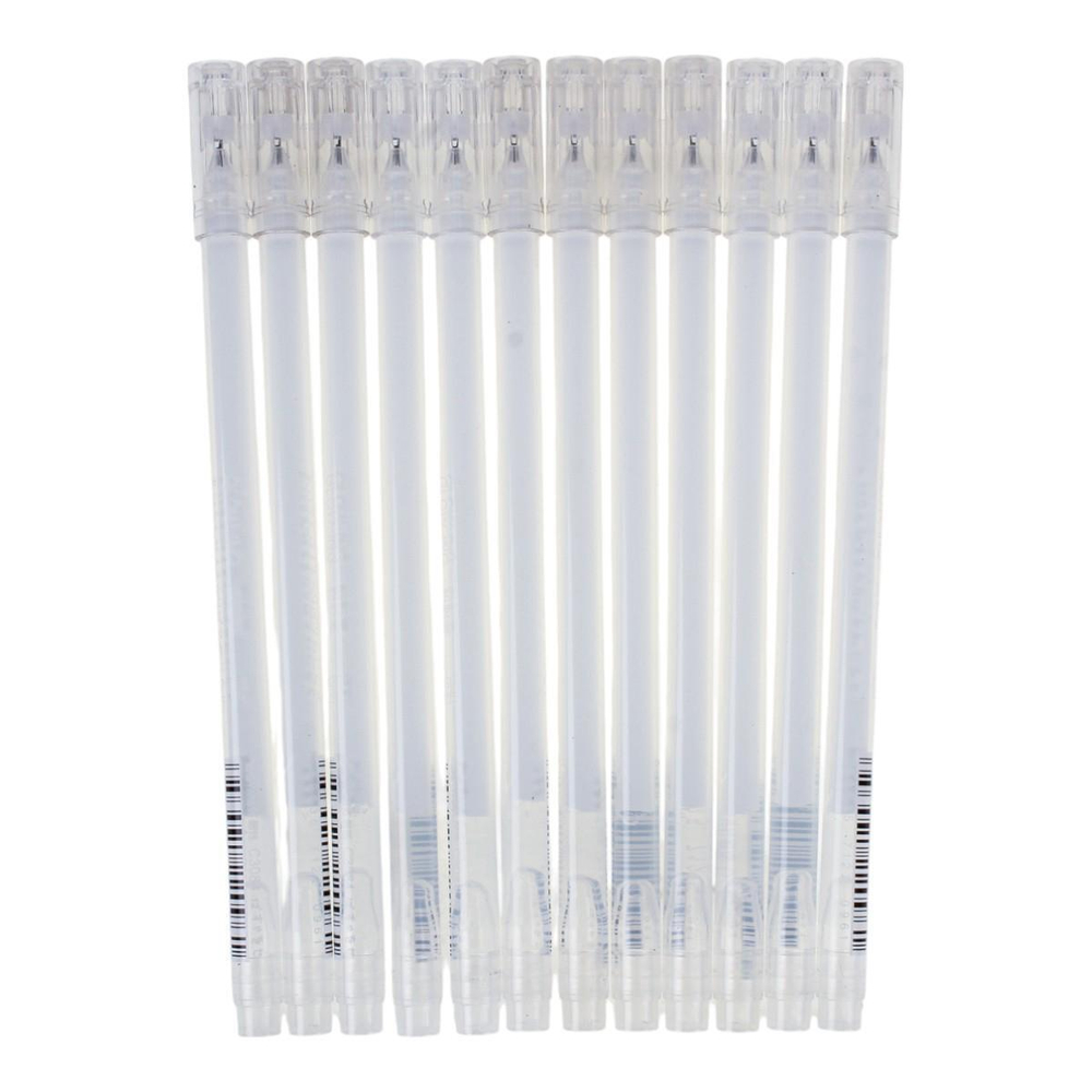 Ручка гелевая 0,4мм, белая, бесстержневая, игольчатый наконечник (Комплект 12шт.)