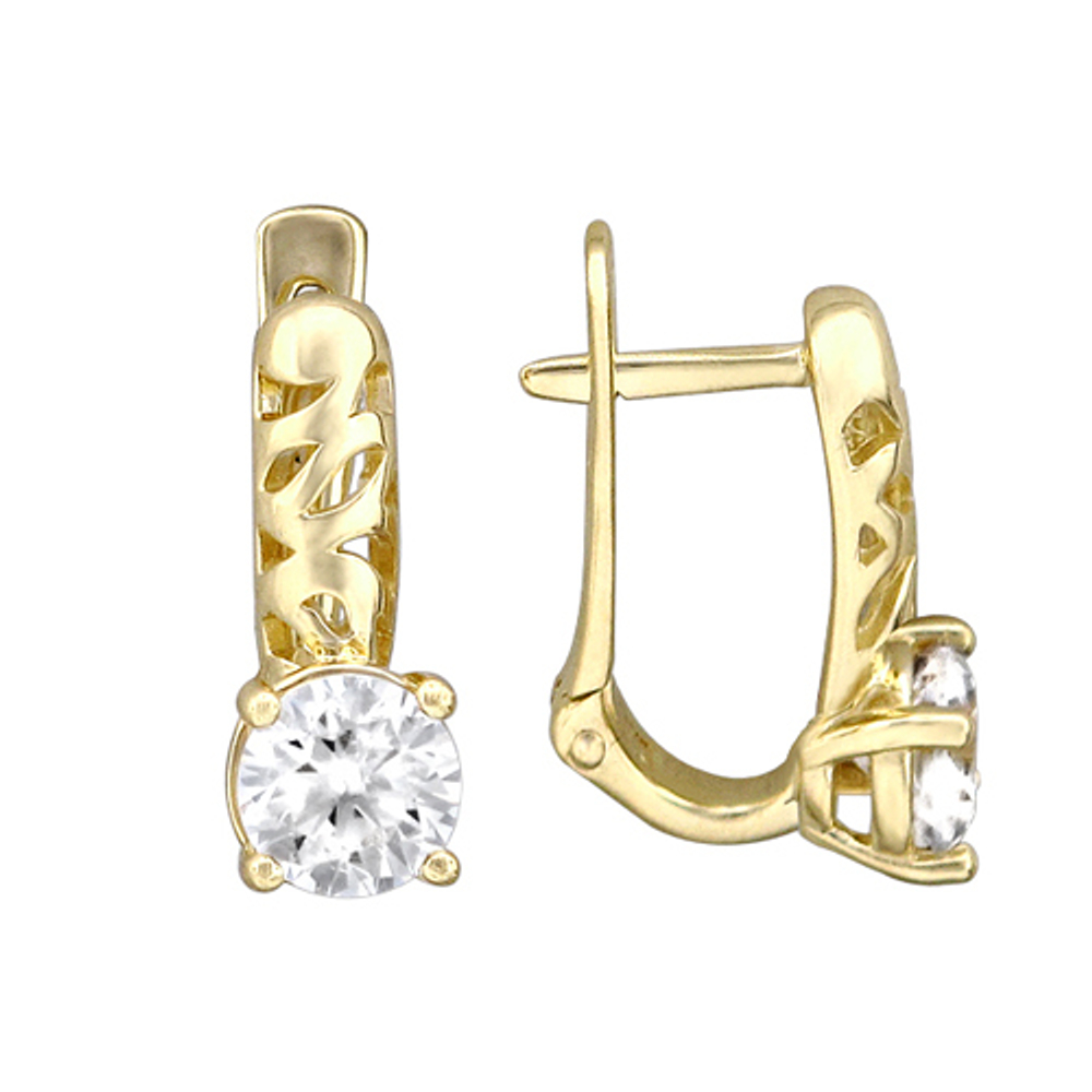 Серьги с фианитом из жёлтого золота 585 пробы JA-S-1С136530