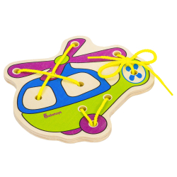 Шнуровка "Вертолет", развивающая игрушка для детей, обучающая игра из дерева