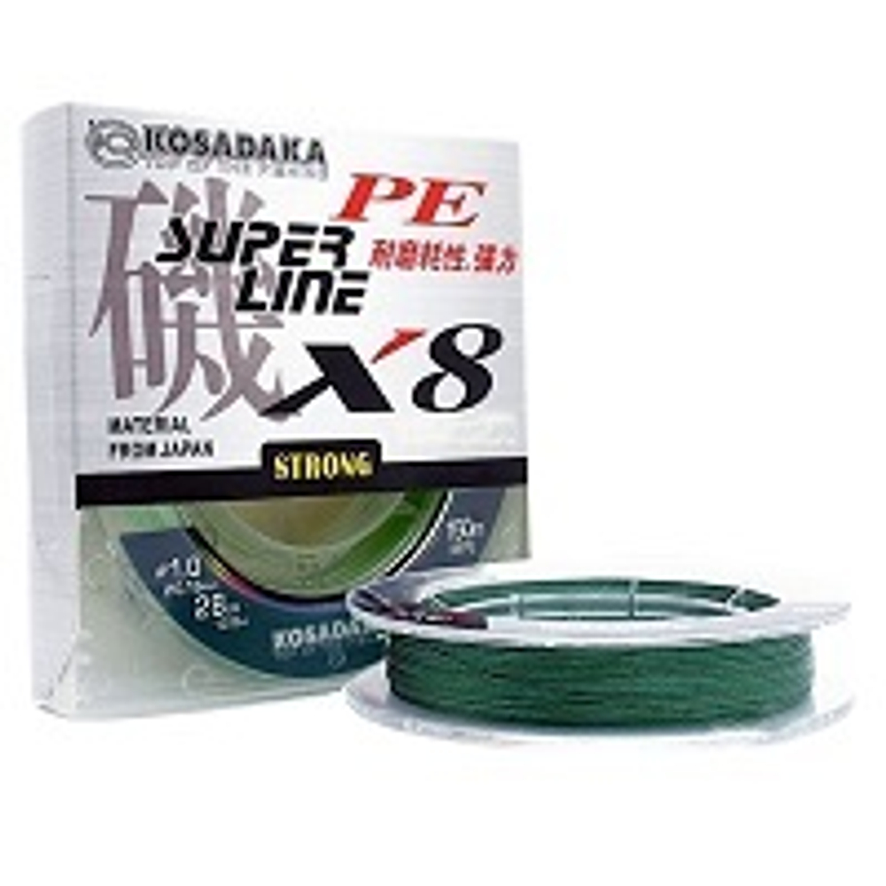 Шнур Kosadaka Super Line PE X8 150м 0.18мм 16.1кг Dark Green
