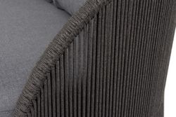 "Монтелла" диван 3-местный плетеный из роупа, каркас алюминий темно-серый (RAL7024) муар, роуп темно-серый круглый, ткань темно-серая 027