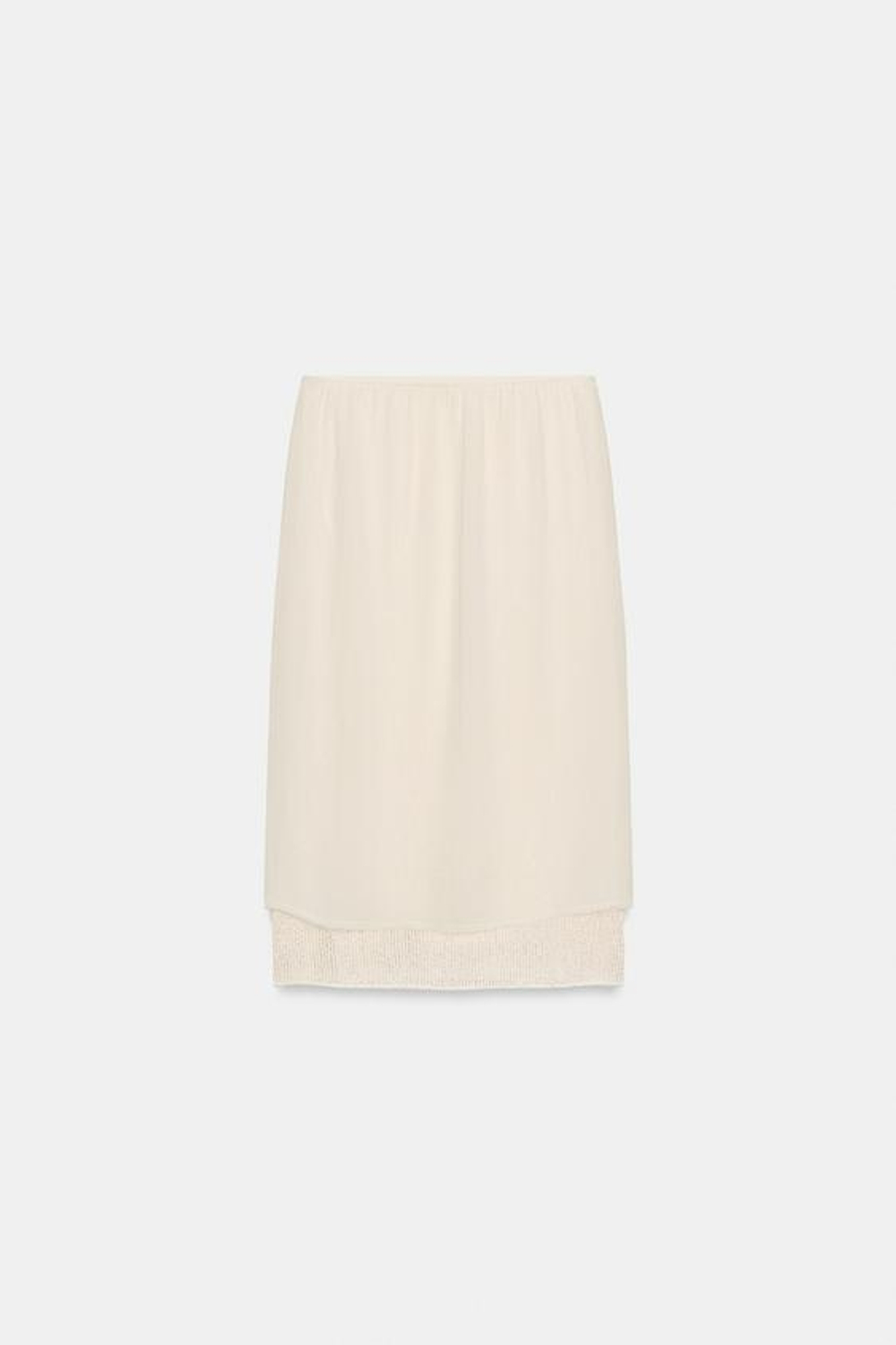 ZARA ЮБКА МИДИ С ЭФФЕКТОМ ДВОЙНОЙ ТКАНИ, ЭКРЮ