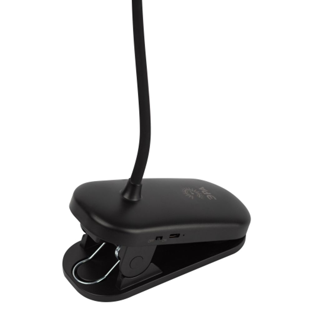 Настольный светильник ЭРА NLED-525-6W-BK светодиодный аккумуляторный на прищепке черный