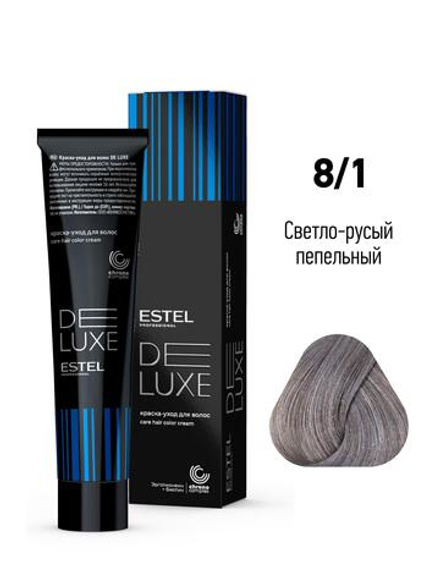 ESTEL De Luxe краска-уход для волос, 8/1 светло-русый пепельный, 60 мл