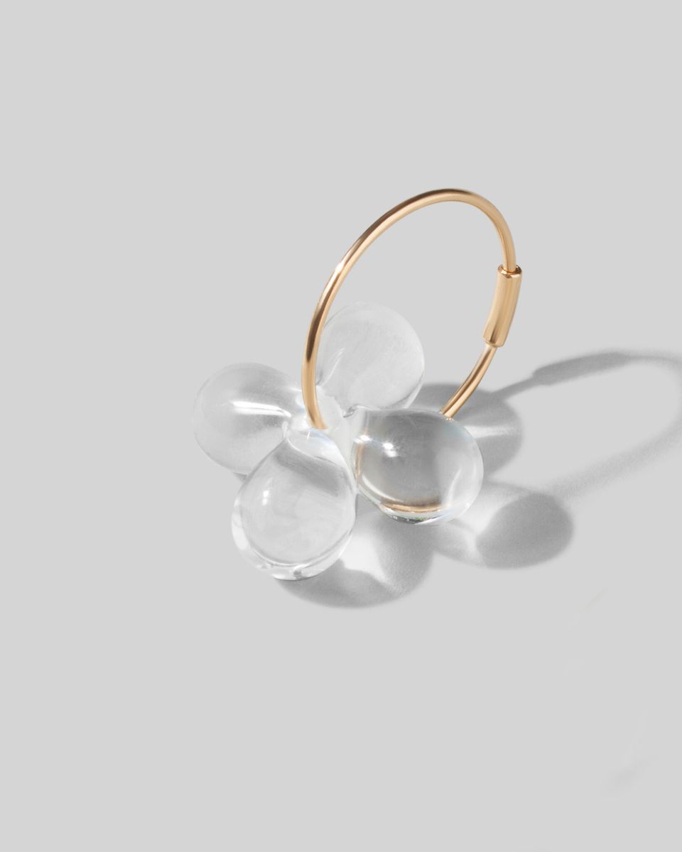 Моносерьга Glass Flower Clear Golden