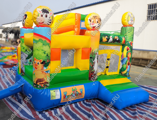 Детский надувной батут "Попугайчики и их друзья", размер 3,5*3*2,7 м