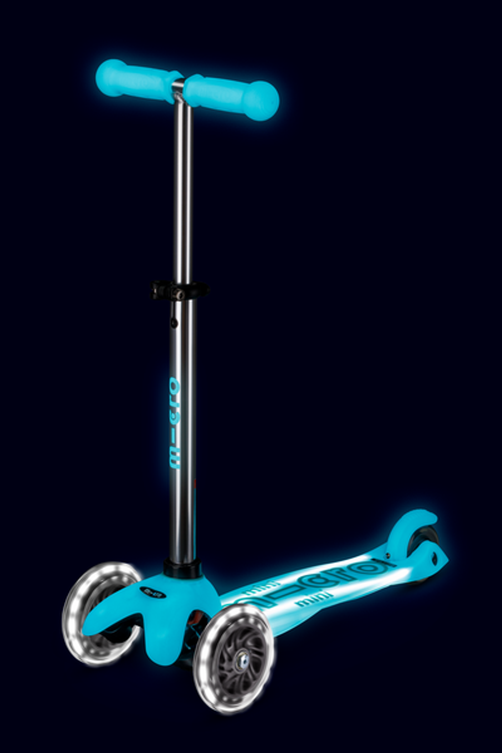 Самокат Mini Micro Deluxe Glow Plus (светящийся) LED ледниковый аква
