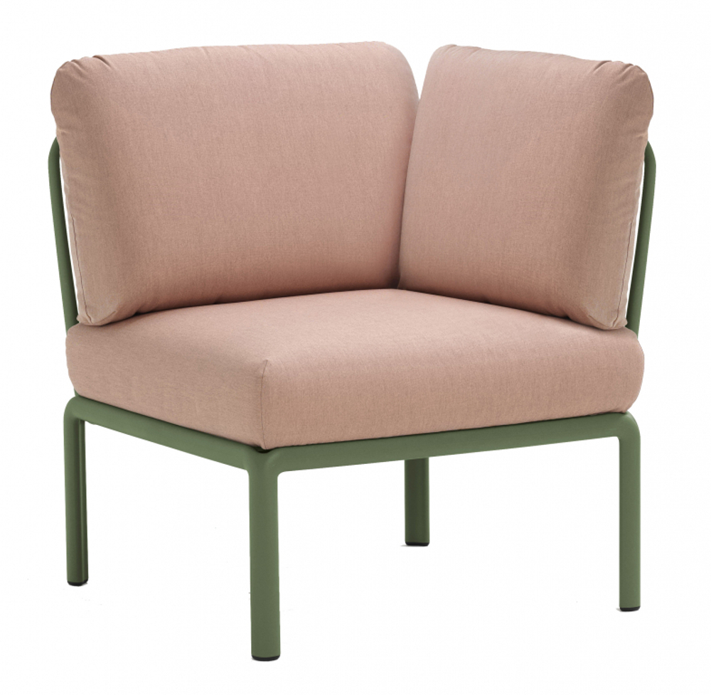 Модуль угловой пластиковый с подушками Nardi Komodo Elemento Angolo, агава, розовый