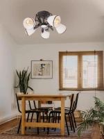 Люстра потолочная GERA E27*5*60W черный/хром/белый