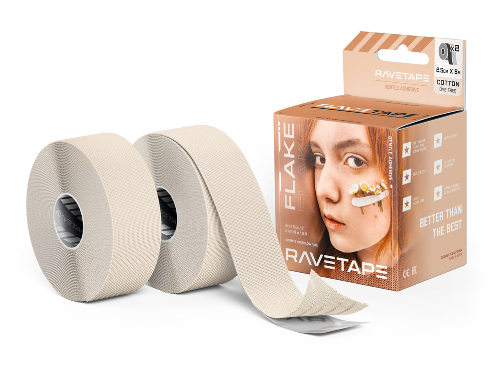 Кинезиотейп RaveTape FLAKE 2.5×5 (2RL) — DYEFREE COTTON
