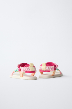 ZARA ТЕХНИЧЕСКИЕ МНОГОЦВЕТНЫЕ САНДАЛИИ BAREFOOT, РОЗОВЫЙ