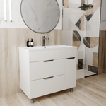 Тумба д/ванной "ЭТЬЕН-90" с бельевой корзиной под раковину Нелли-90 (MIXLINE) (ПВХ)