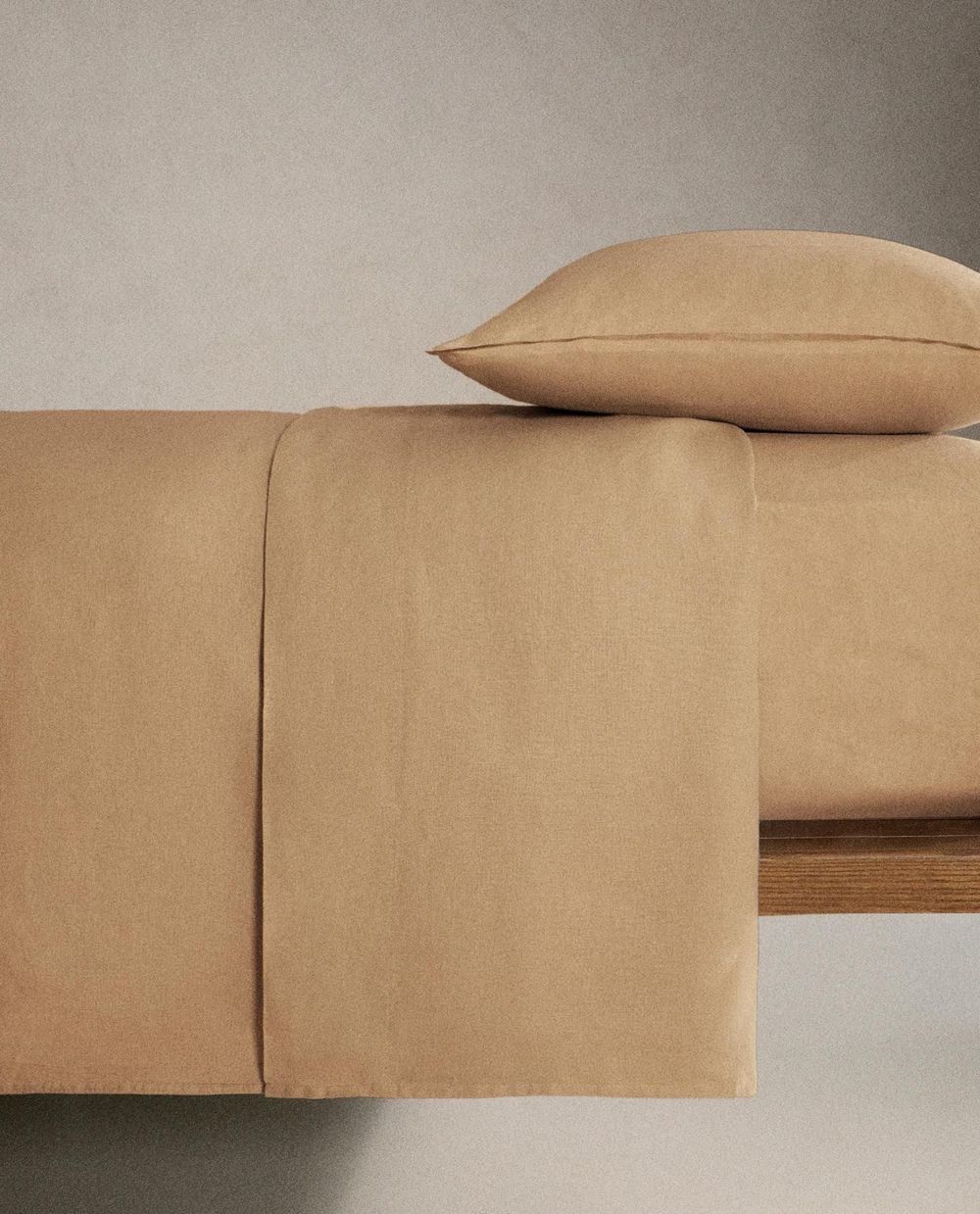 Zara Home - Простыня из постиранного льна (вес 140 гхм2), бежевый, 160x280 см