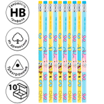 Карандаш DELI "SpongeBob", НВ, трехгранный корпус, дерево, с ластиком, 10 шт/упак