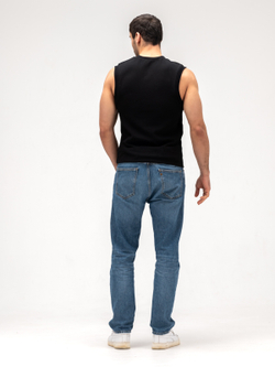 Майка мужская хлопковая на широких лямках Черная