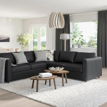 4-местный угловой диван- IKEA VIMLE, 249х98х80 см, черный, кожа, ВИМЛЕ ИКЕА