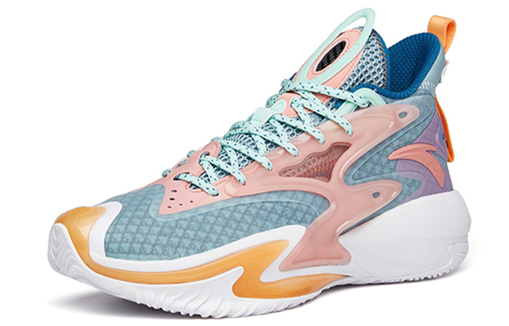 Anta Anta Frenzy 3 shock absorption, non-slip, wear-resistant, high-top actual combat basketball shoes pink green