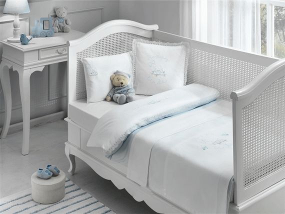 Детское постельное белье HAPPY BEBE голубой сатин делюкс TIVOLYO HOME Турция