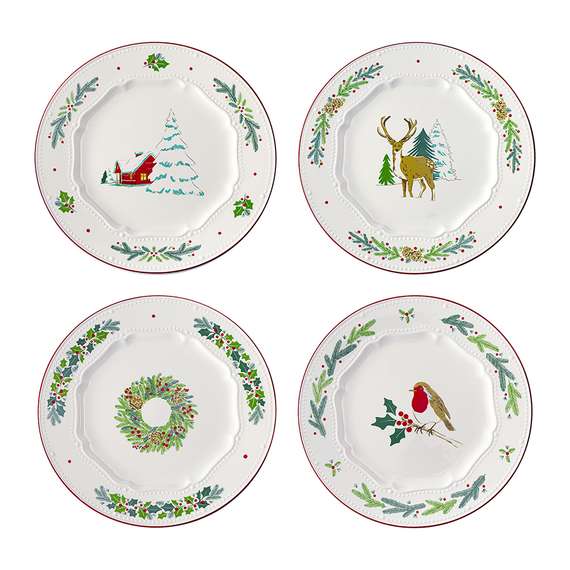 Набор из четырех тарелок nordic winter из коллекции new year essential, D23 см