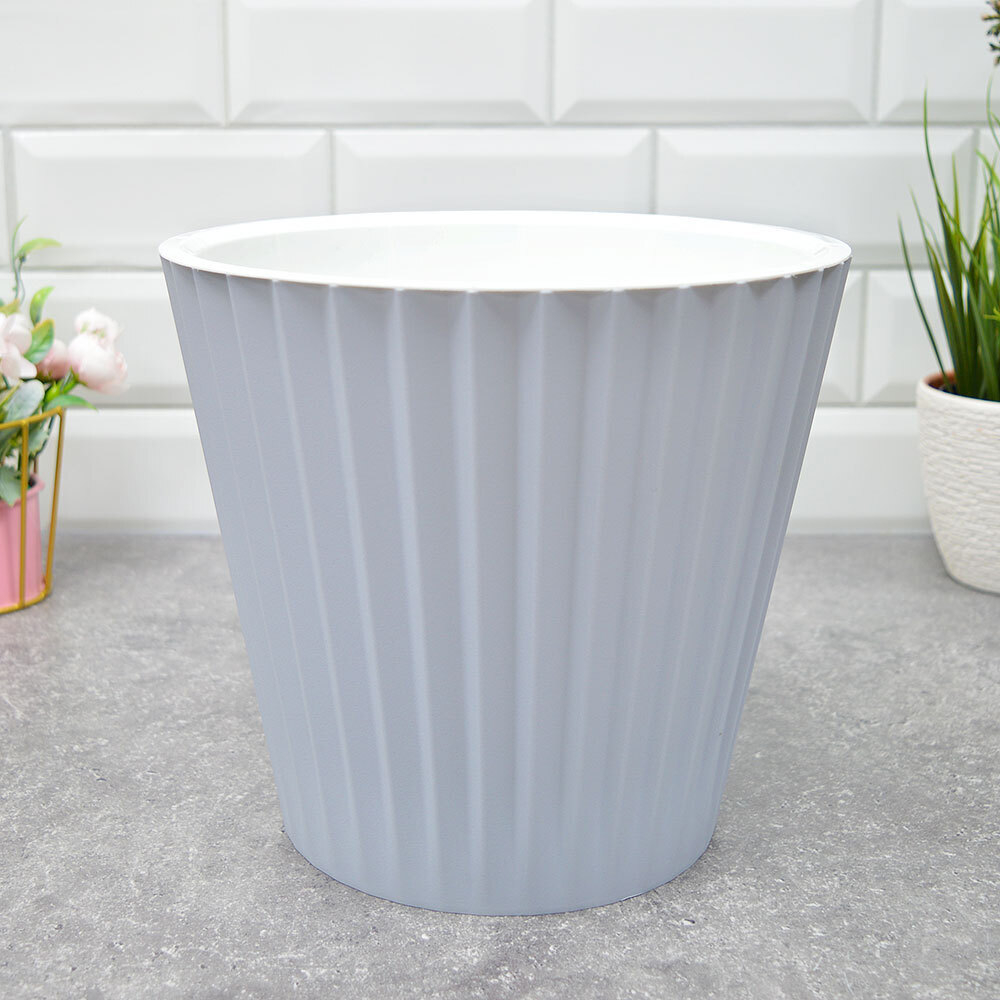 Горшок цветочный Sand 5,8л d230мм c дренажной вставкой, утренний туман