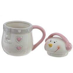 GAEM Кружка с крышкой "Снеговик меломан", 400 мл, L12,5 W9 H14 см