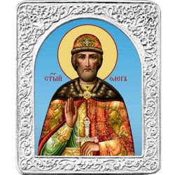Святой Олег. Маленькая икона в серебряной раме.