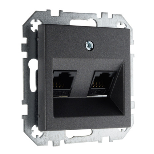 Розетка компьютерная RJ45 двойная LIREGUS EPSILON IKL-002-01.E/J антрацит