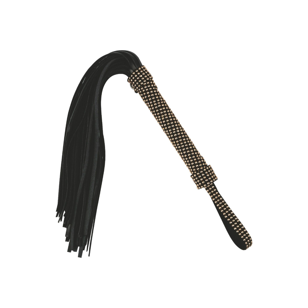 Черная плеть с заклепками на рукояти - 48 см. (Цвет: черный)