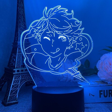 Акриловый светильник на черной подставке "Волейбол - Ойкава"