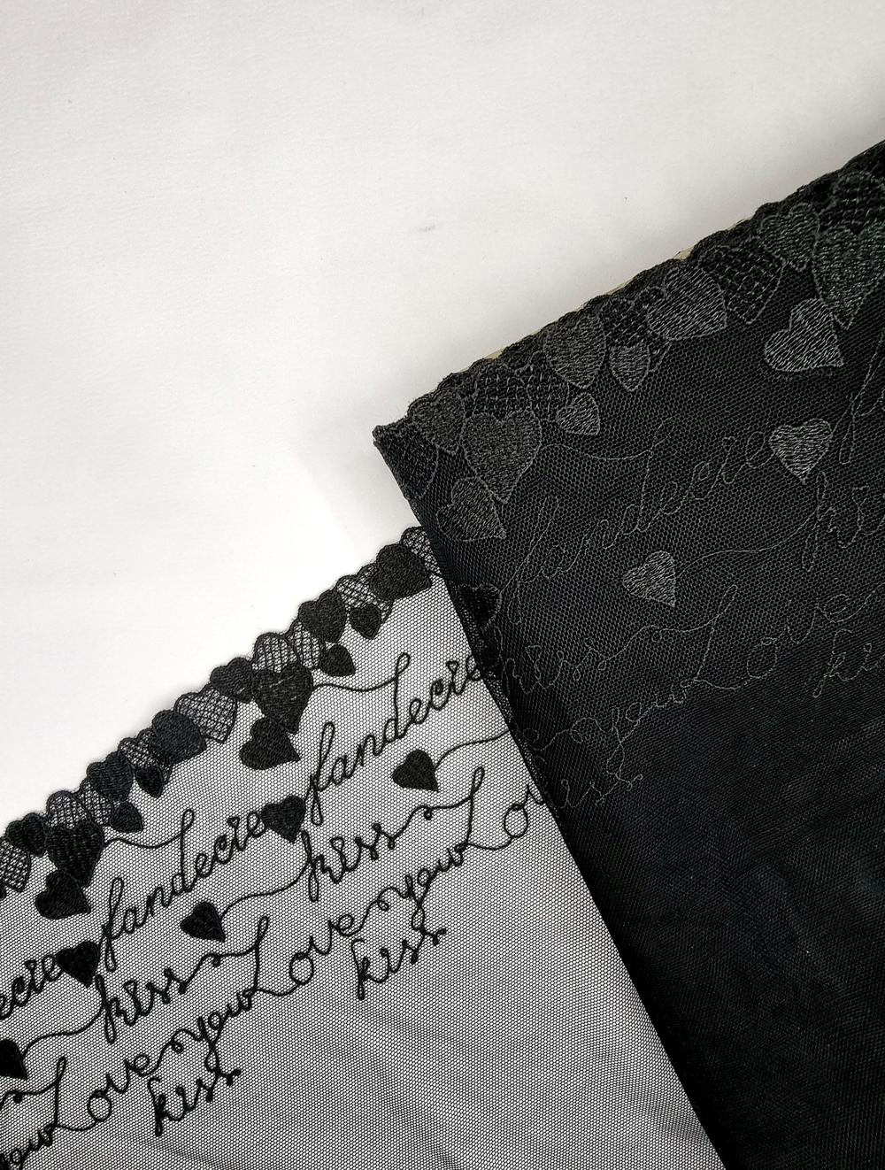 Вышивка на сетке черная правая К581