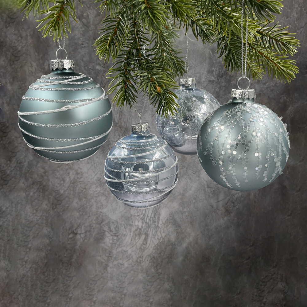 Набор шаров 7см 18шт ChristmasDeLuxe голубой микс