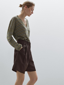 Massimo Dutti Плиссированные шорты, коричневый