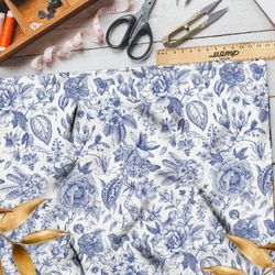 Ткань барби розы росписью гжель