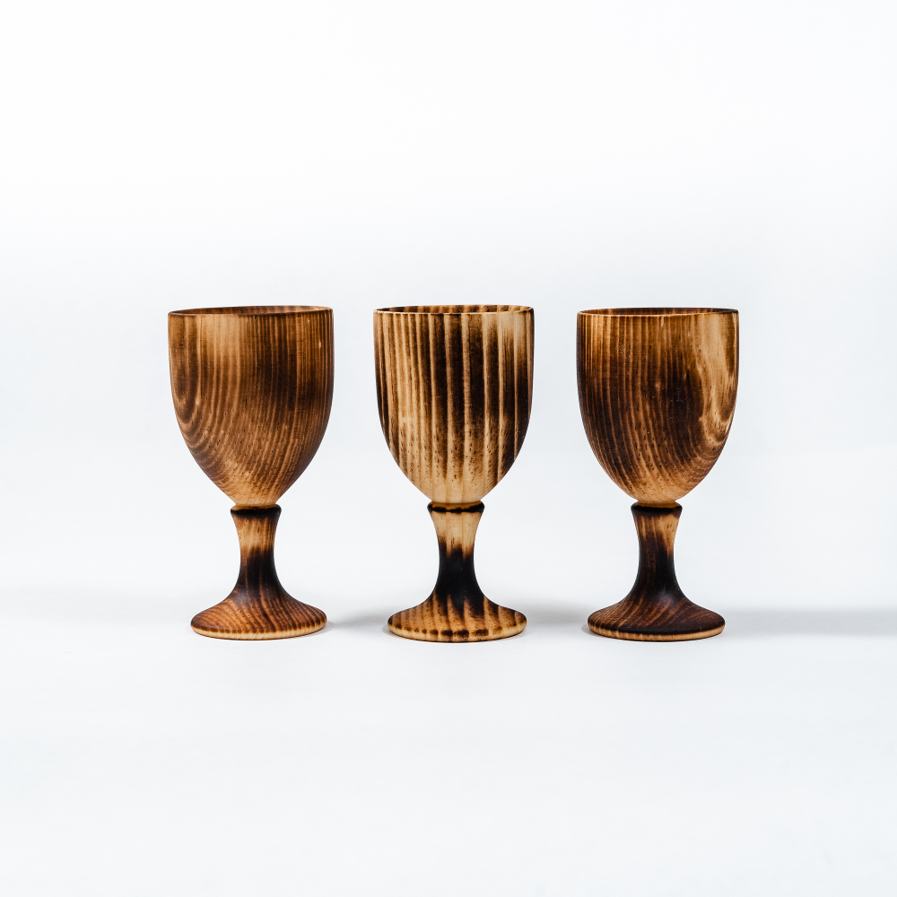 Набор деревянных рюмок (стопок) из дерева сибирский кедр RN6