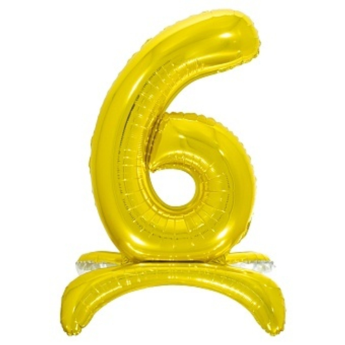 Цифра фольга №6 Золото на подставке воздух 81см