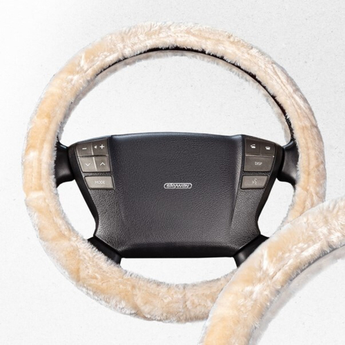 Оплетка руля M 37-38 см иск. мех  Arctic-2  бежевая (SKYWAY)