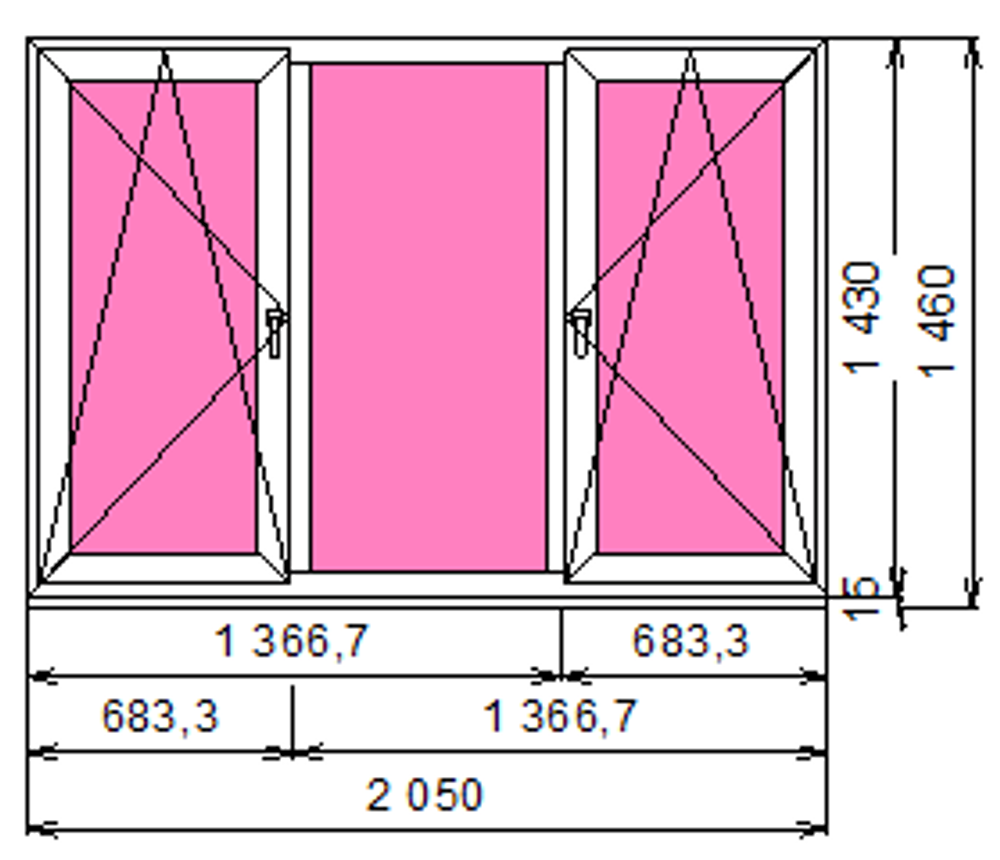 Пластиковое окно 1430 х 2050 ТермА Эко