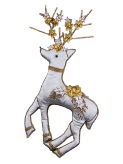 Елочная игрушка Олень 30х56см ChristmasDeLuxe кремовый с золотом