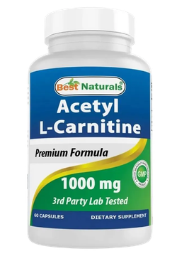 Best Naturals Acetyl L-Сarnitine (ALC) 1000 мг 60 капсул, Карнитин !!!Срок 08.2025