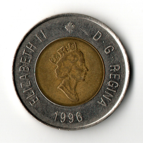 2 доллара. 1996 год. Полярный белый медведь. Канада
