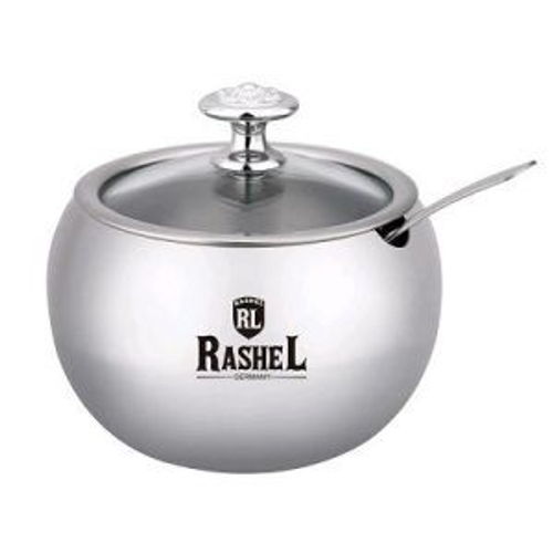 Сахарница 400мл из нерж. стали с крышкой и ложкой, 10 см х 6 см