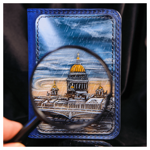 Обложка для документов «Городские мотивы» синяя