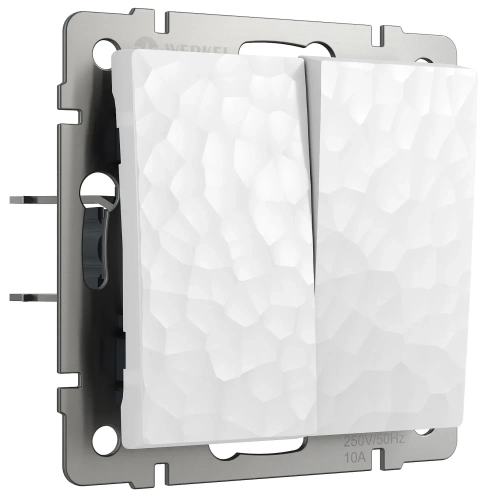 Выключатель двухклавишный проходной Hammer (белый) W1222001