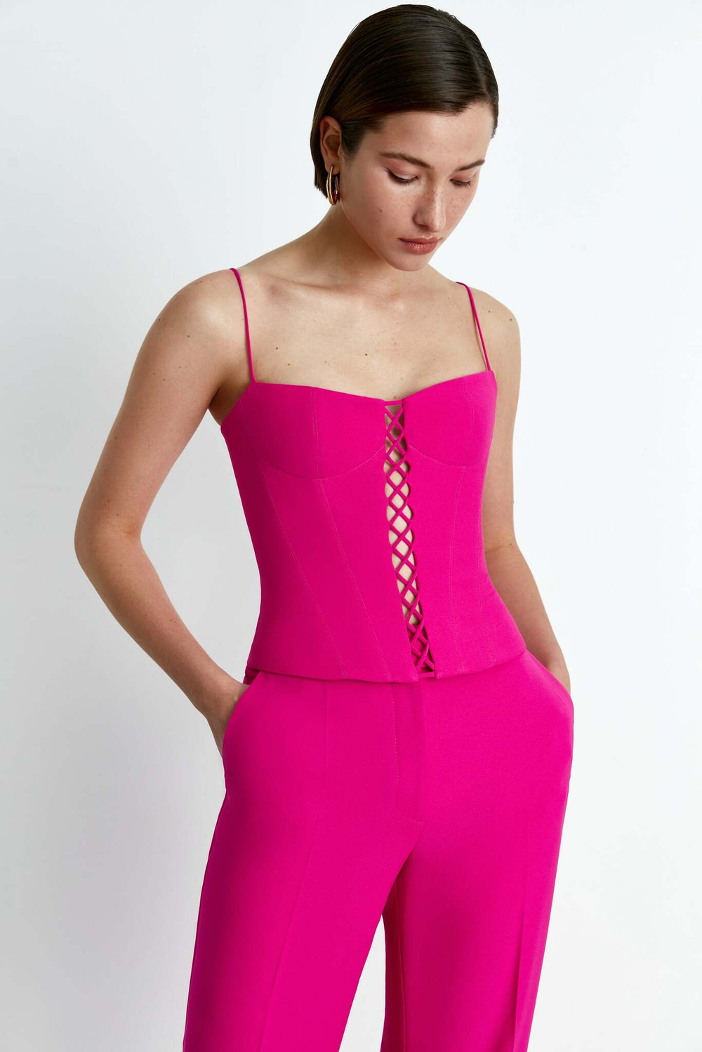 Топ-бюстье корсетного типа из крепа со шнуровкой