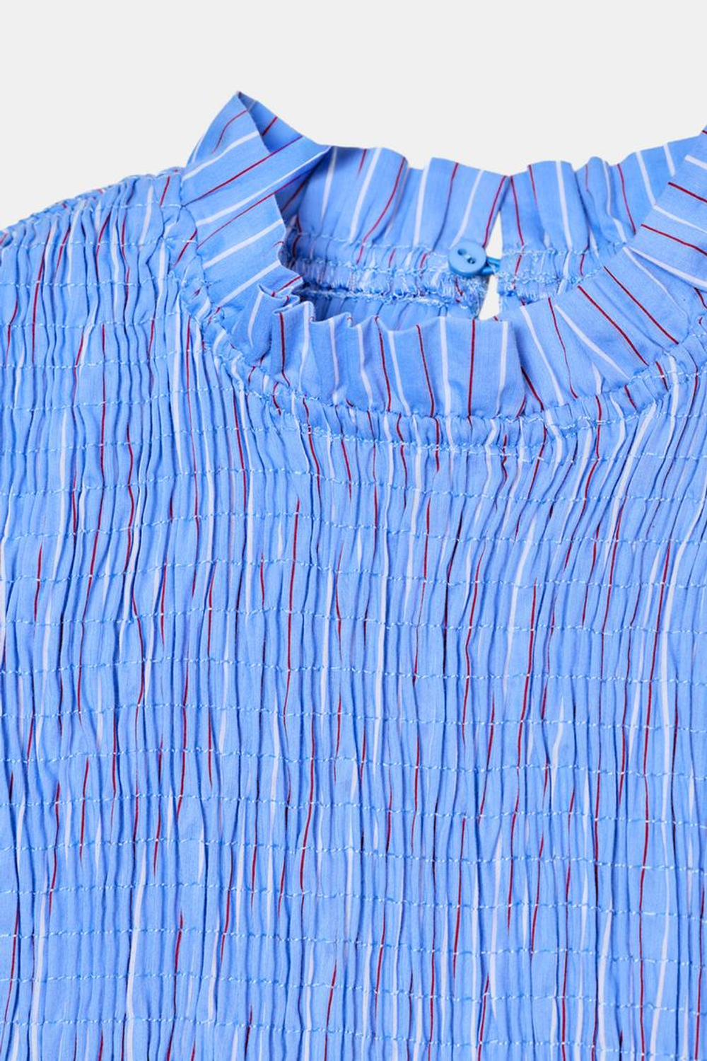 ZARA РУБАШКА В ПОЛОСКУ ИЗ ТКАНИ «ВАФЛЯ», ЭКРЮ/КРАСНЫЙ