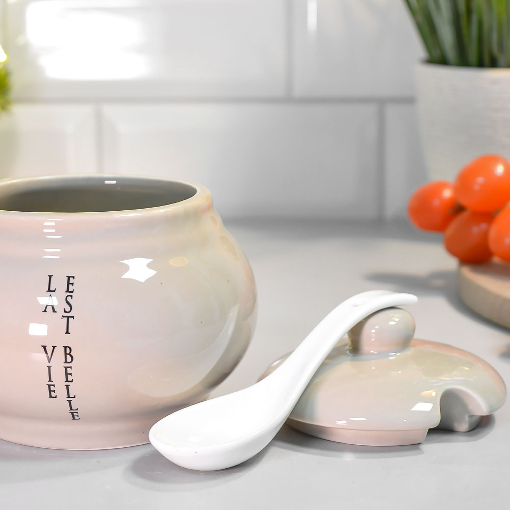 Сахарница 600мл с ложкой "Жизнь прекрасна" (00113355)