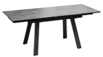 Стол кухонный обеденный раздвижной Черный муар/Керамика матовая серый мрамор 140(200)х85х76 см