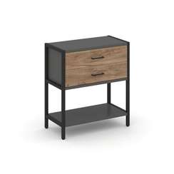 Shelf System Односекционный стеллаж двухярусный с ящиками SN.STM-212 Антрацит/Дуб Табак/Металл Черны