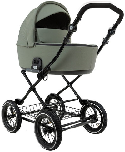 Детская коляска люлька Roan Bass Next Classic d12 2.0 1 в 1 BNC/72/1 Sage Green/Black/руч.Black